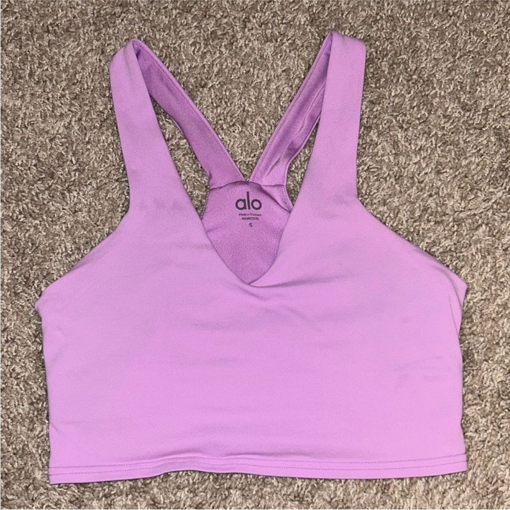 Alo Pink Purple Lilac Racerback Longline Sports Bra Top in Size Small